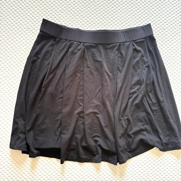 Eileen Fisher Pleated Pull On Skirt L Black Stretch Jersey Knit Capsule Travel - Picture 5 of 6